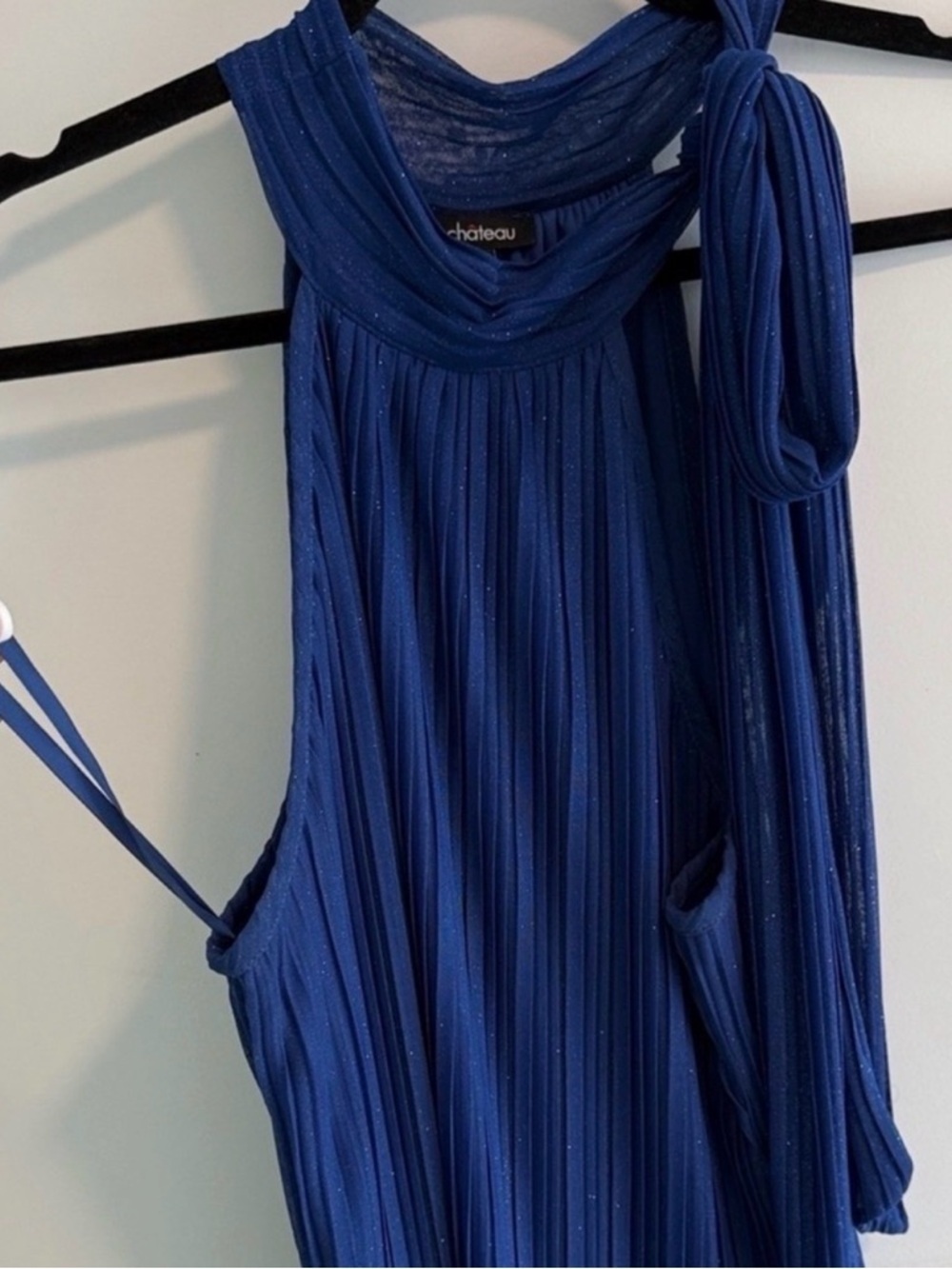 le chateau Royal Blue Pleated Halter Mini Dress - Picture 5 of 8